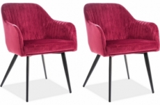 lot de 2 chaises elios en tissu velours de qualité, couleur bordeaux