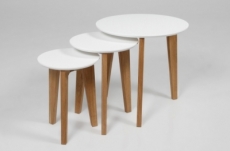 ensemble de 3 tables basses design elise en bois lacqué blanc