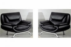 ensemble de 2 fauteuil jonah en cuir luxe italien, noir