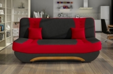 canapé 3 places convertible et espace de rangement - bicolore anthracite  / rouge - en tissu de qualité, ewin