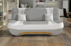 canapé 3 places convertible et espace de rangement - tissu gris et simili blanc - en tissu de qualité, ewan