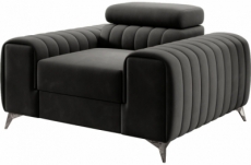 fauteuil 1 place en tissu velours catégorie luxe, gris foncé, lario