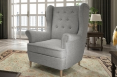 fauteuil 1 place en tissu catégorie luxe, gris, arnaud