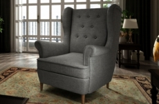 fauteuil 1 place en tissu catégorie luxe, gris foncé, arnaud