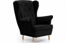 fauteuil 1 place en tissu velours catégorie luxe, noir, arnaud