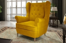 fauteuil 1 place en tissu catégorie luxe, moutarde, arnaud
