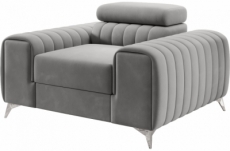fauteuil 1 place en tissu velours catégorie luxe, gris, lario