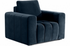 fauteuil 1 place en tissu velours catégorie luxe, bleu foncé, lazino