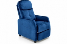fauteuil relax manuel, velours bleu de qualité, fellini 2
