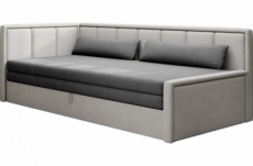 canapé convertible - en tissu avec rangement, gris foncé et gris clair, angle gauche, fula