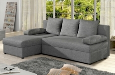 1x canapé d'angle convertible gilo - en tissu luxe 3/4 places, gris, angle gauche (vu de face) , livraison au 3ème étage et reprise de l'ancien