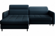 canapé d'angle convertible - en tissu, avec rangement, bleu, angle gauche, govia