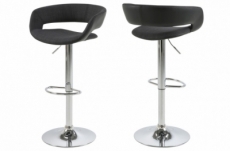 lot de 2 tabourets design en tissu anthracite et simili cuir noir, greco