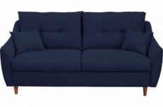 canapé 3 places convertible en tissu de luxe hans, bleu foncé
