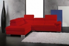 canapé d'angle en cuir italien 5 places helios, rouge