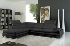 - canapé d'angle italia en cuir haut de gamme italien vachette vénésetti cuir prestige luxe noir angle à gauche vu de face - vénésetti