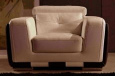 fauteuil 1 place en cuir italien buffle jason, beige et chocolat