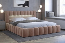 Ensemble lit + sommier + matelas - velours beige - 180x200 cm - corsica -  Mobilier Privé