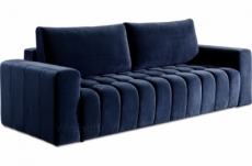 canapé 3 places convertible et espace de rangement - bleu - en tissu velours de qualité luxe, lazio