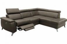 canapé d'angle en cuir italien de luxe 5/6 places avec relax électrique et coffre, lincoln, taupe, angle droit