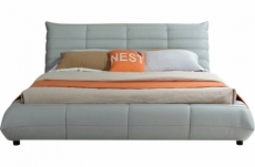 lit design en cuir de luxe berto, avec sommier à lattes offert, gris clair, 140x200
