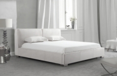 lit design en curi de luxe bologna, avec sommier à lattes, blanc, 160x200