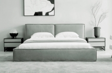 lit design en cuir de luxe bologna, avec sommier à lattes, gris, 140x200