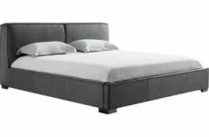 lit design en cuir de luxe bologna, avec sommier à lattes, gris foncé, 180x200