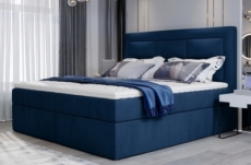 ensemble boxspring complet tête de lit + sommiers + matelas + surmatelas vista velours de venesetti - tissu velours luxe bleu - 180 x 200 cm