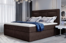 ensemble boxspring complet tête de lit + sommiers + matelas + surmatelas vista de venesetti - tissu luxe chocolat - 160 x 200 cm