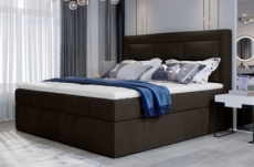 ensemble boxspring complet tête de lit + sommiers + matelas + surmatelas vista velours de venesetti - tissu velours luxe chocolat - 160 x 200 cm