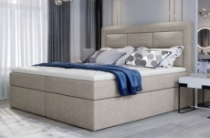 ensemble boxspring complet tête de lit + sommiers + matelas + surmatelas vista de venesetti - tissu luxe beige - 180 x 200 cm