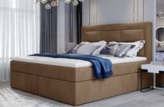 ensemble boxspring complet tête de lit + sommiers + matelas + surmatelas vista velours de venesetti - tissu velours luxe marron - 180 x 200 cm