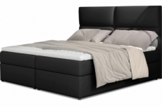 ensemble boxspring complet tête de lit + sommiers + matelas + surmatelas amaris de venesetti - simili cuir noir - 140x200 cm