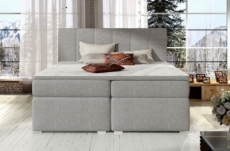 ensemble boxspring complet tête de lit + sommiers + matelas + surmatelas boris de venesetti - tissu luxe gris clair - 180x200 cm