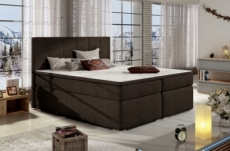 ensemble boxspring complet tête de lit + sommiers + matelas + surmatelas boris de venesetti - tissu luxe chocolat - 160x200 cm