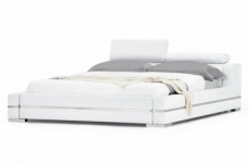 lit design en cuir italien de luxe fendo, avec sommier à lattes, blanc, 180x200