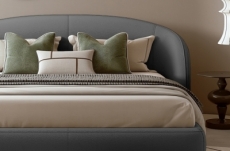 lit design en cuir de luxe luxo, avec sommier à lattes offert, gris foncé, 160x200