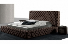 lit design en cuir de luxe zurich, avec sommier à lattes, chocolat, 140x200