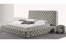 lit design en cuir de luxe zurich, avec sommier à lattes, gris clair, 180x200
