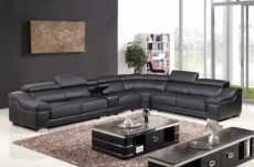 canapé d'angle en cuir buffle italien de luxe 7 places londres, noir, angle droit