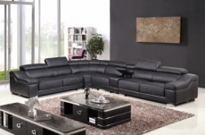 canapé d'angle en cuir buffle italien de luxe 7 places londres noir, angle gauche