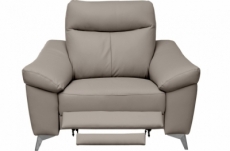 fauteuil 1 place avec 1 relax, en cuir luxe italien, louis, 1 relax électrique,  gris clair