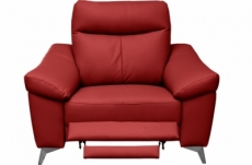 fauteuil 1 place avec 1 relax, en cuir luxe italien, louis, 1 relax électrique,  rouge