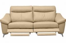 canapé 3 places avec 2 relax en cuir luxe italien, louis, 2 relax électriques,  beige