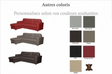 canapé d'angle convertible en cuir de luxe italien , 5 places lugano, couleur personnalisée, angle gauche