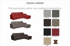canapé d'angle convertible en cuir de luxe italien , 5 places lugano, couleur personnalisée, angle droit