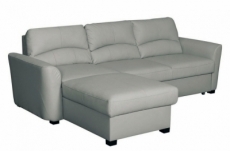 canapé d'angle convertible en cuir de luxe italien , 5 places lugano, gris clair, angle gauche