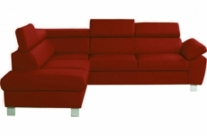 - canapé d'angle convertible en cuir italien de luxe 5 places lutecia avec coffre, rouge foncé, angle gauche