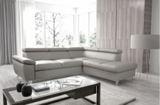 canapé d'angle en cuir italien de luxe 5 places lutece gris clair, angle droit